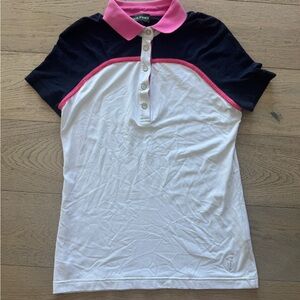 Golfino Womens Golf Polo Top White Blue Pink Size 6